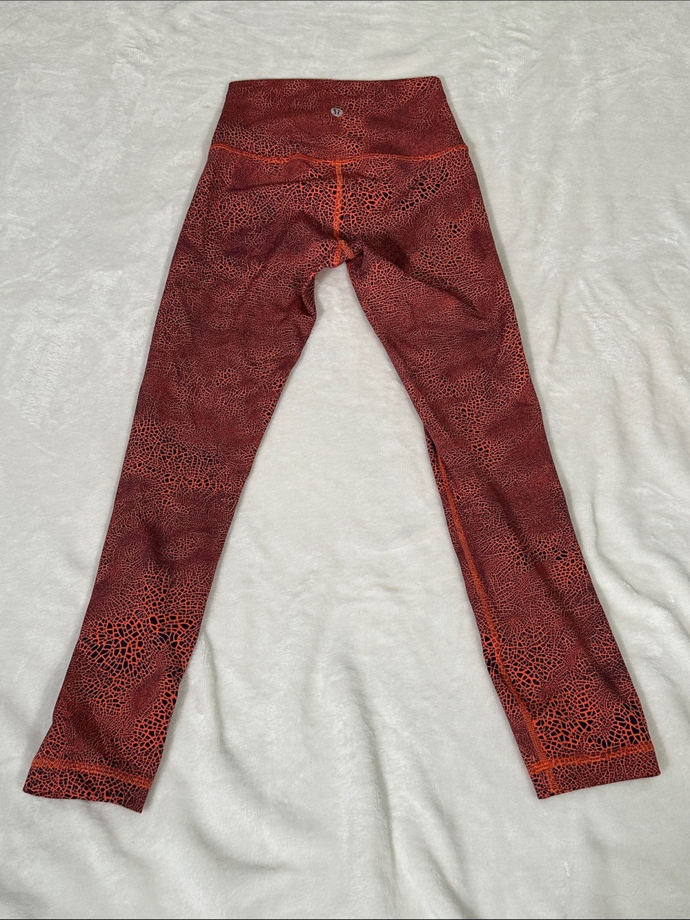 lululemon athletica Neon Orange and Navy Patterned 3/4 Leggings